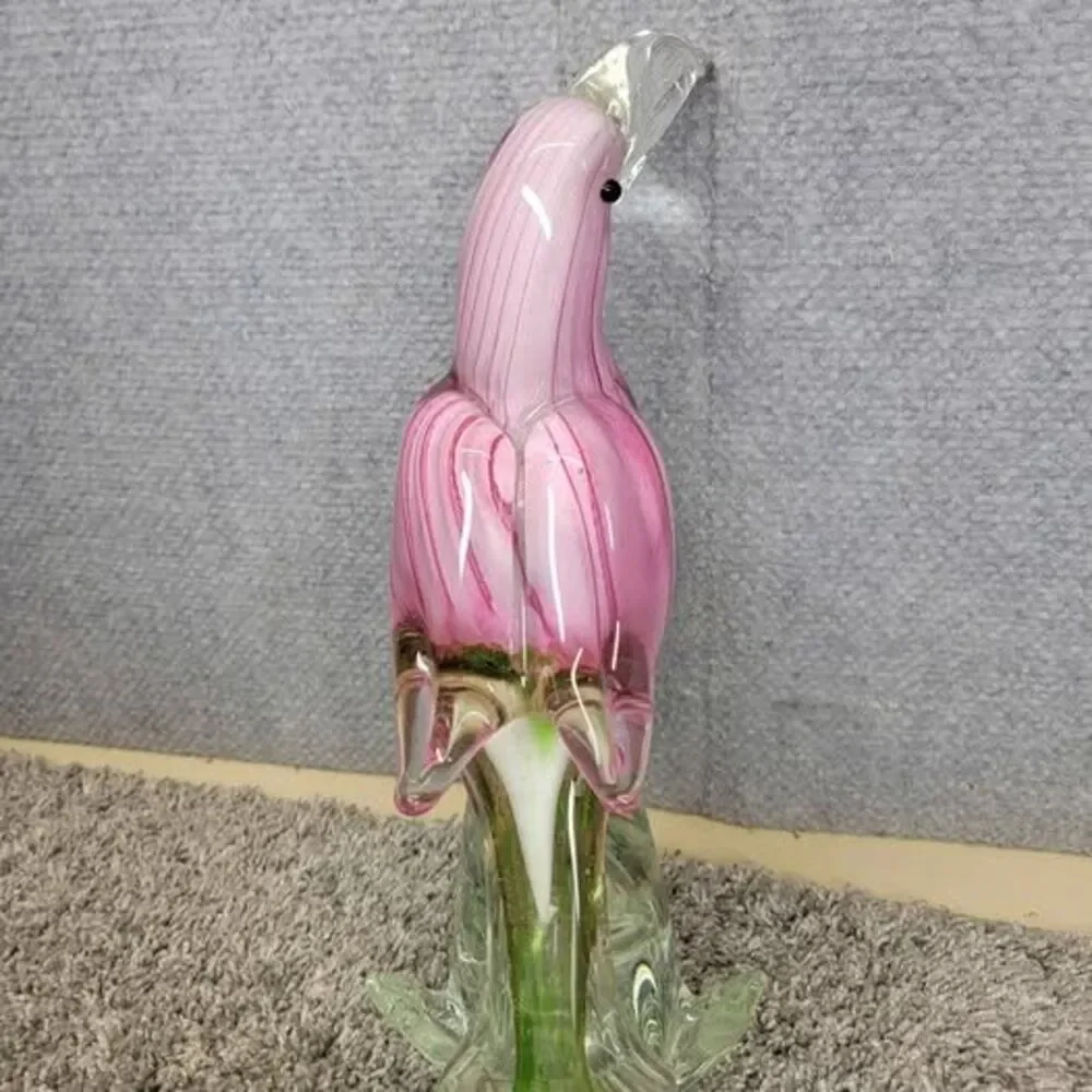 Cristalleria Ann Primrose Murano Collection Glass Murano Style Pink Toucan Bird